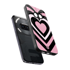 y2k retro pink hearts back phone cover | glass case for nothing phone 2a
