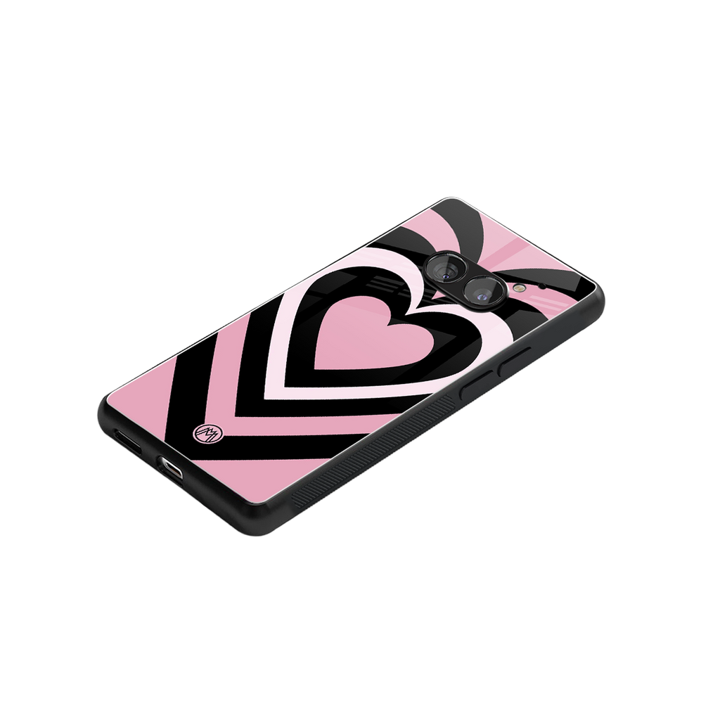 y2k retro pink hearts back phone cover | glass case for nothing phone 2a