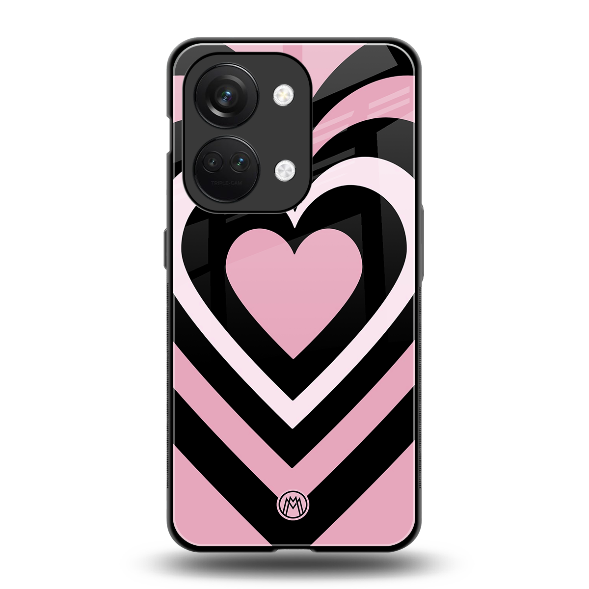 y2k retro pink hearts back phone cover | glass case for oneplus nord 3