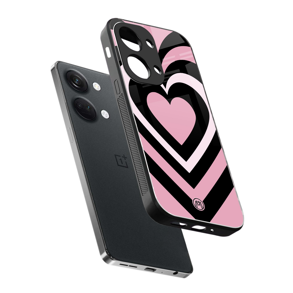 y2k retro pink hearts back phone cover | glass case for oneplus nord 3