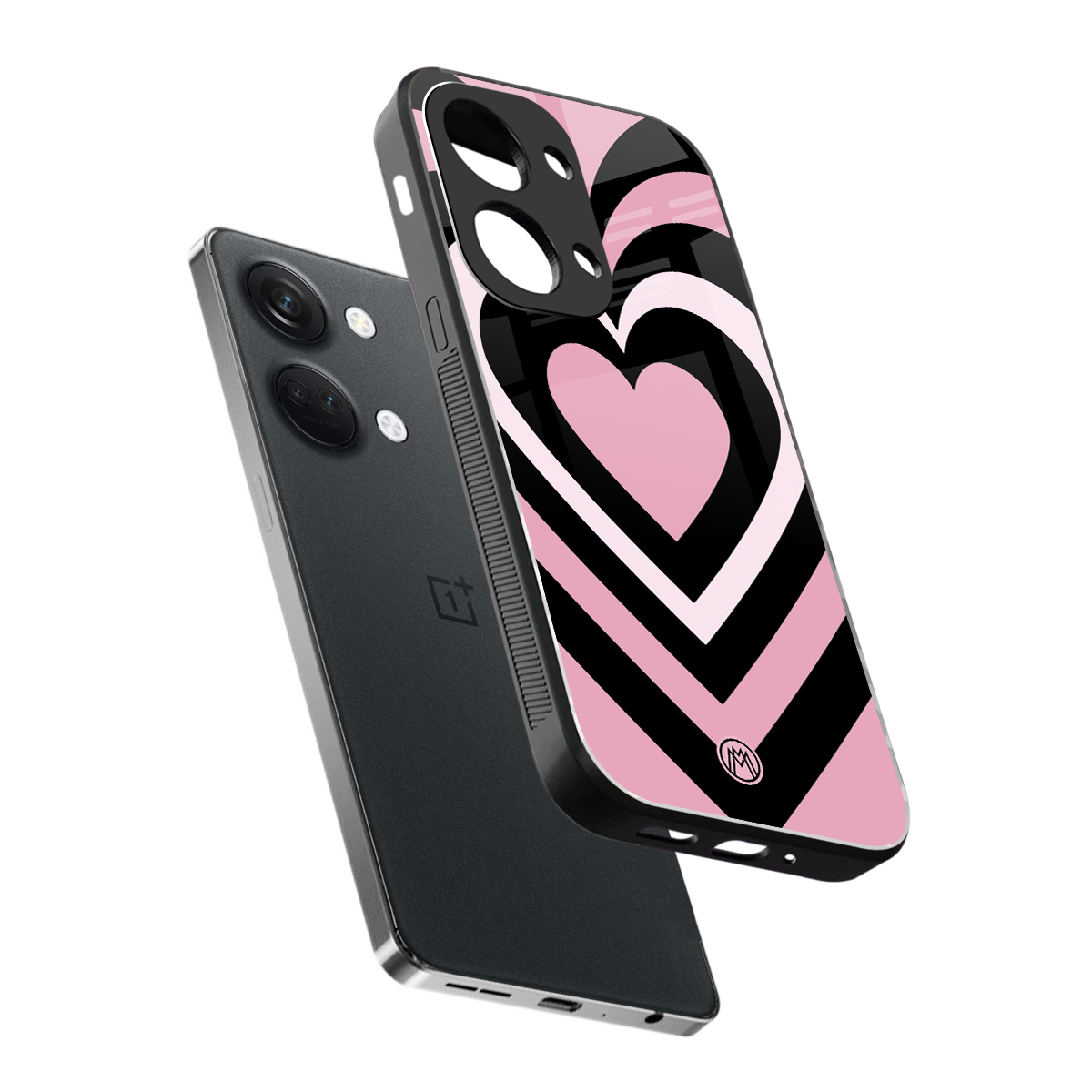 y2k retro pink hearts back phone cover | glass case for oneplus nord 3