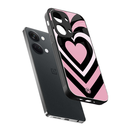 y2k retro pink hearts back phone cover | glass case for oneplus nord 3