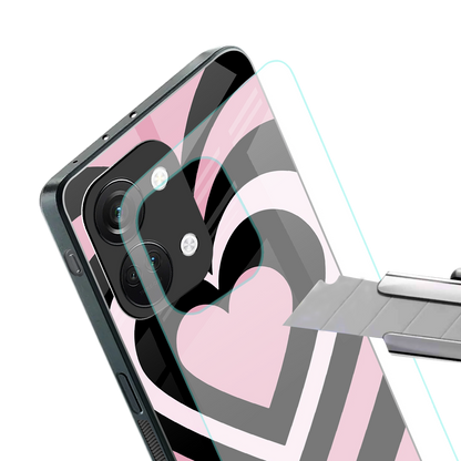 y2k retro pink hearts back phone cover | glass case for oneplus nord 3