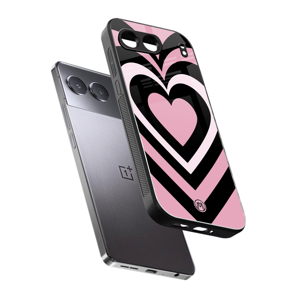 y2k retro pink hearts back phone cover | glass case for oneplus nord 4