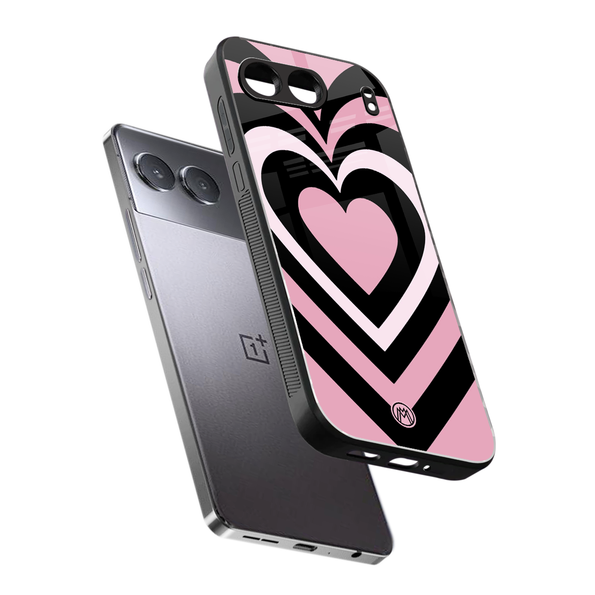 y2k retro pink hearts back phone cover | glass case for oneplus nord 4