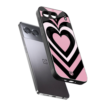 y2k retro pink hearts back phone cover | glass case for oneplus nord 4