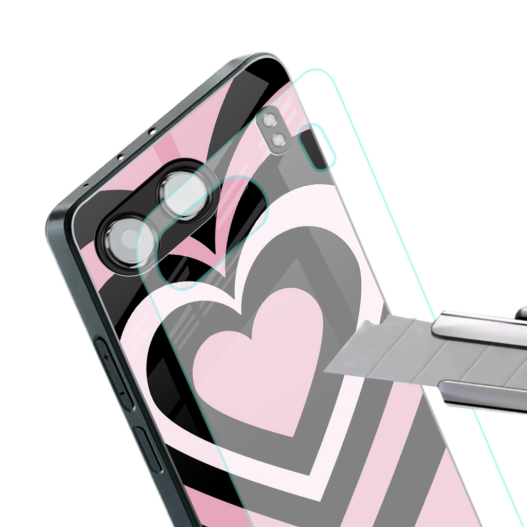 y2k retro pink hearts back phone cover | glass case for oneplus nord 4