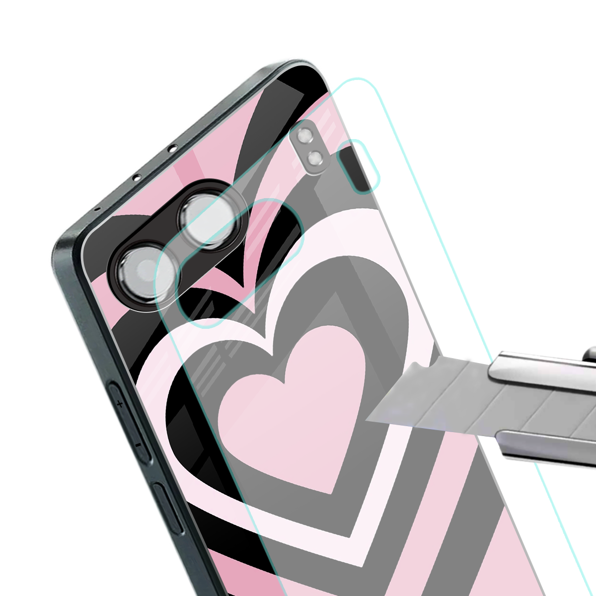 y2k retro pink hearts back phone cover | glass case for oneplus nord 4