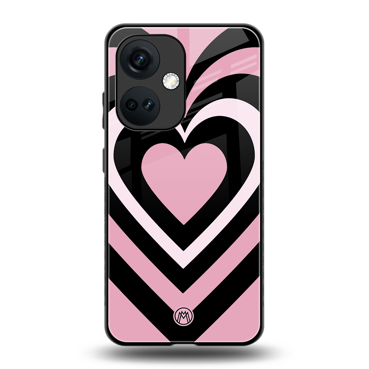 y2k retro pink hearts back phone cover | glass case for oneplus nord ce 3