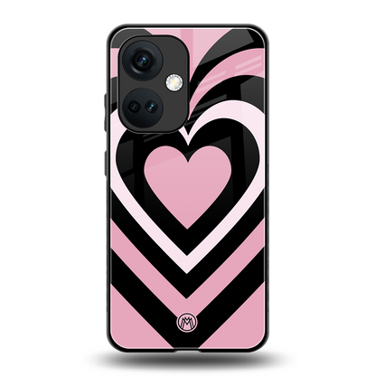 y2k retro pink hearts back phone cover | glass case for oneplus nord ce 3