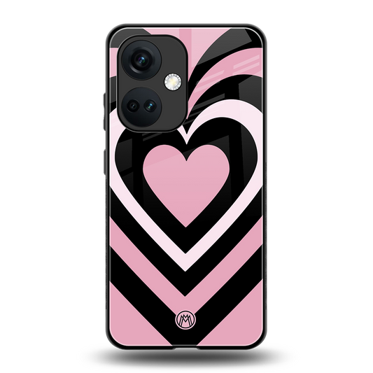 y2k retro pink hearts back phone cover | glass case for oneplus nord ce 3