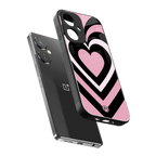 y2k retro pink hearts back phone cover | glass case for oneplus nord ce 3