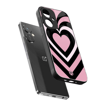 y2k retro pink hearts back phone cover | glass case for oneplus nord ce 3