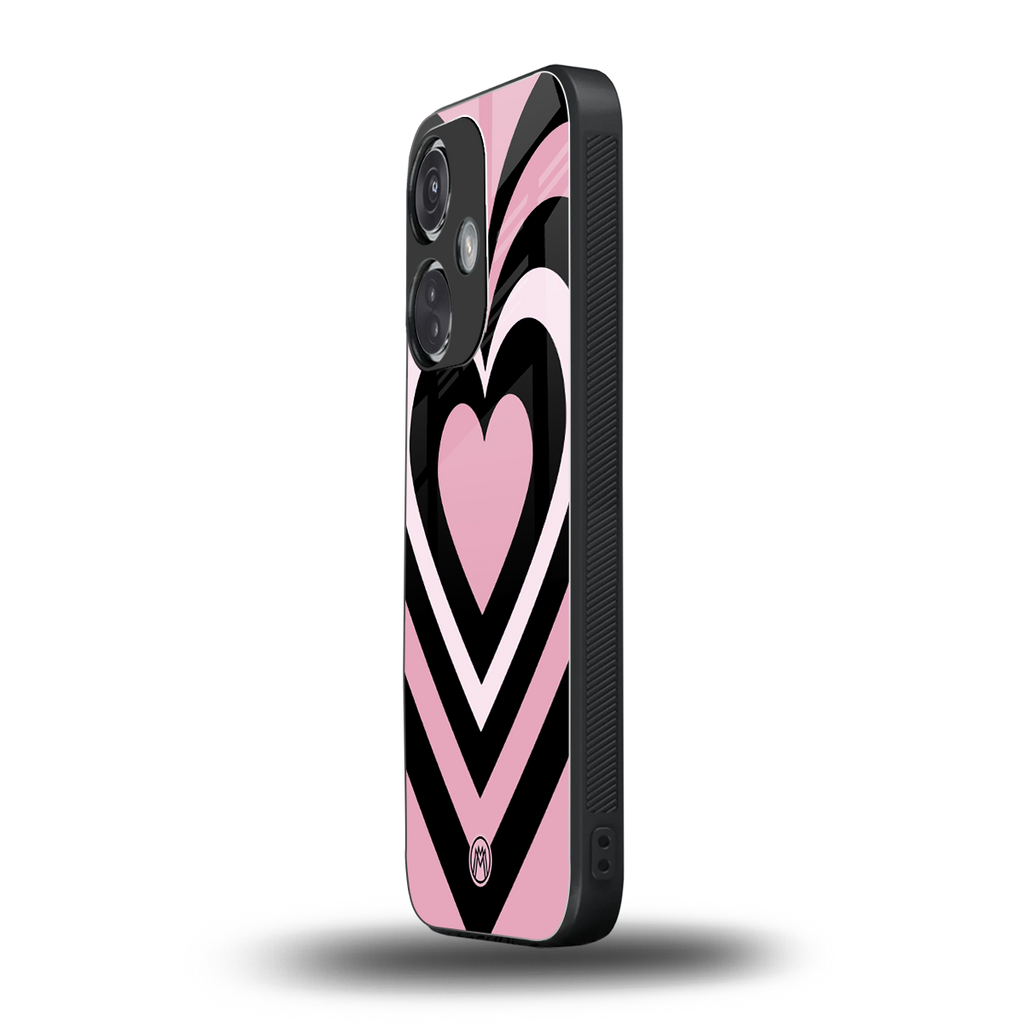 y2k retro pink hearts back phone cover | glass case for oneplus nord ce 3