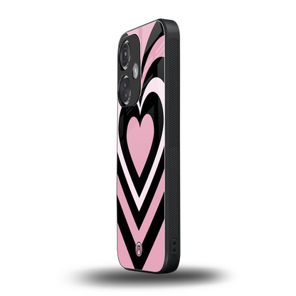 y2k retro pink hearts back phone cover | glass case for oneplus nord ce 3