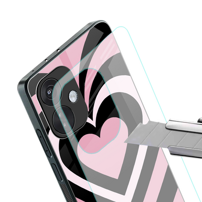 y2k retro pink hearts back phone cover | glass case for oneplus nord ce 3