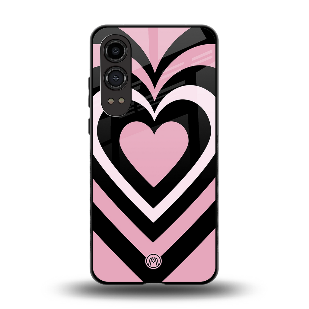 y2k retro pink hearts back phone cover | glass case for oneplus nord ce 4 lite