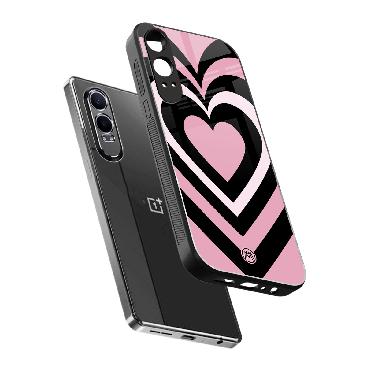 y2k retro pink hearts back phone cover | glass case for oneplus nord ce 4 lite