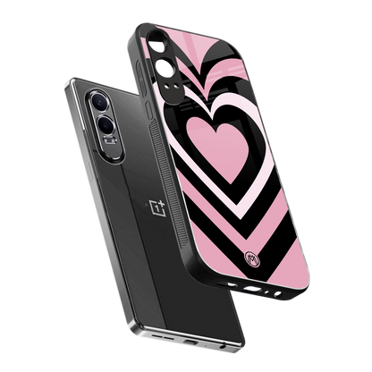 y2k retro pink hearts back phone cover | glass case for oneplus nord ce 4 lite