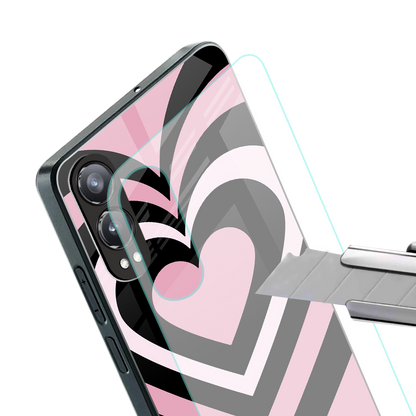 y2k retro pink hearts back phone cover | glass case for oneplus nord ce 4 lite