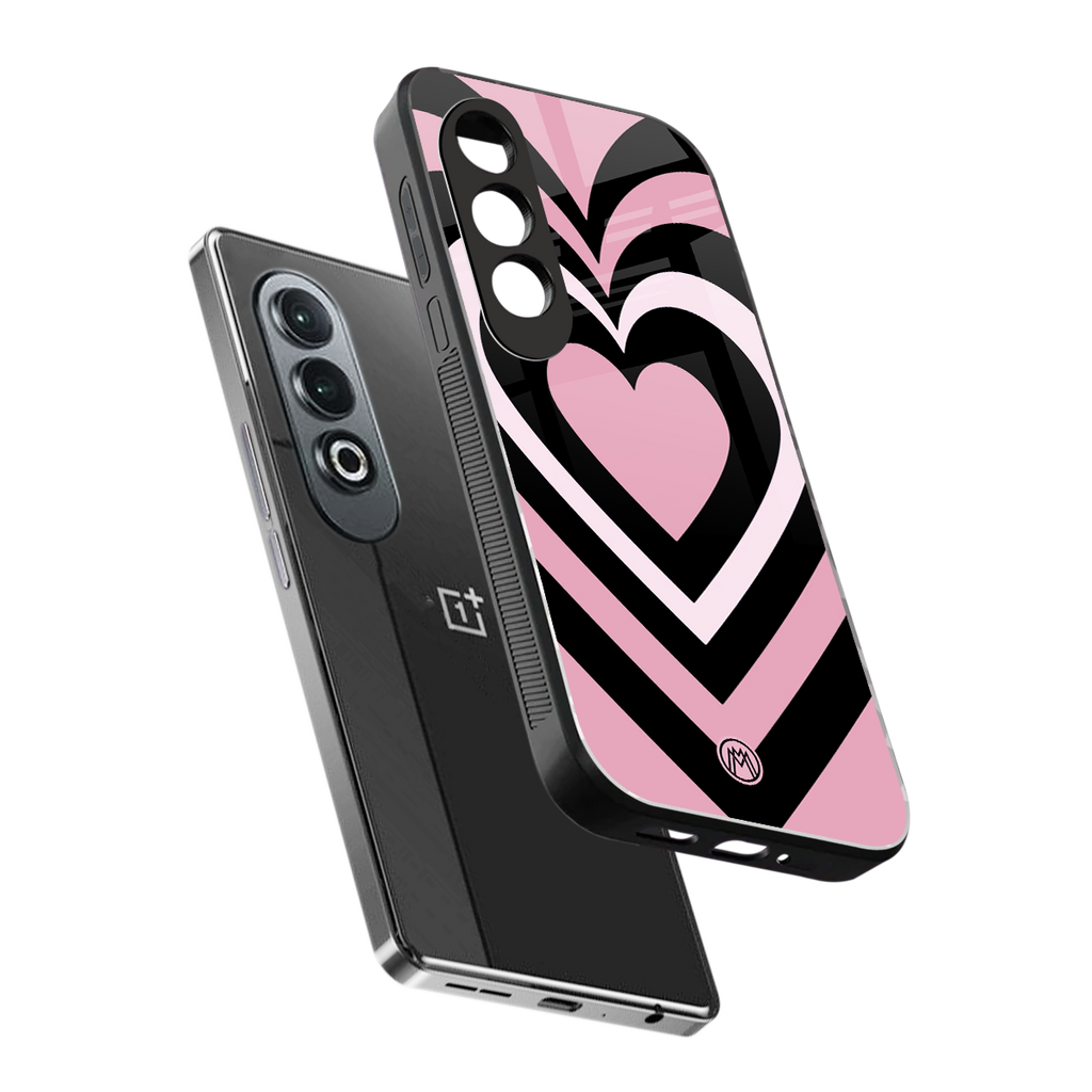 y2k retro pink hearts back phone cover | glass case for oneplus nord ce 4