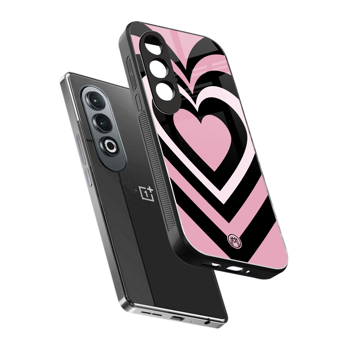 y2k retro pink hearts back phone cover | glass case for oneplus nord ce 4