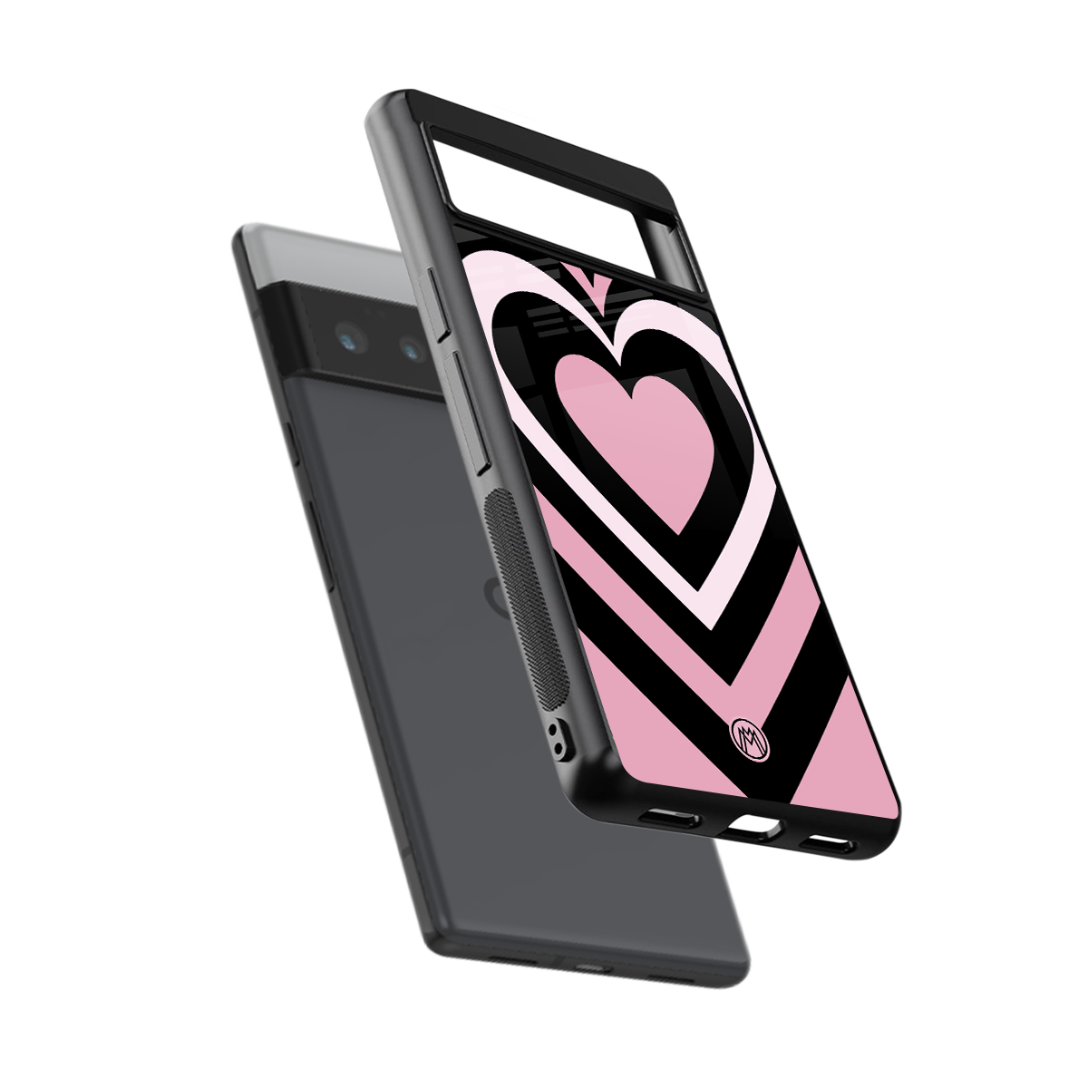 y2k retro pink hearts back phone cover | glass case for google pixel 6 pro