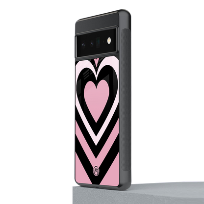 y2k retro pink hearts back phone cover | glass case for google pixel 6 pro