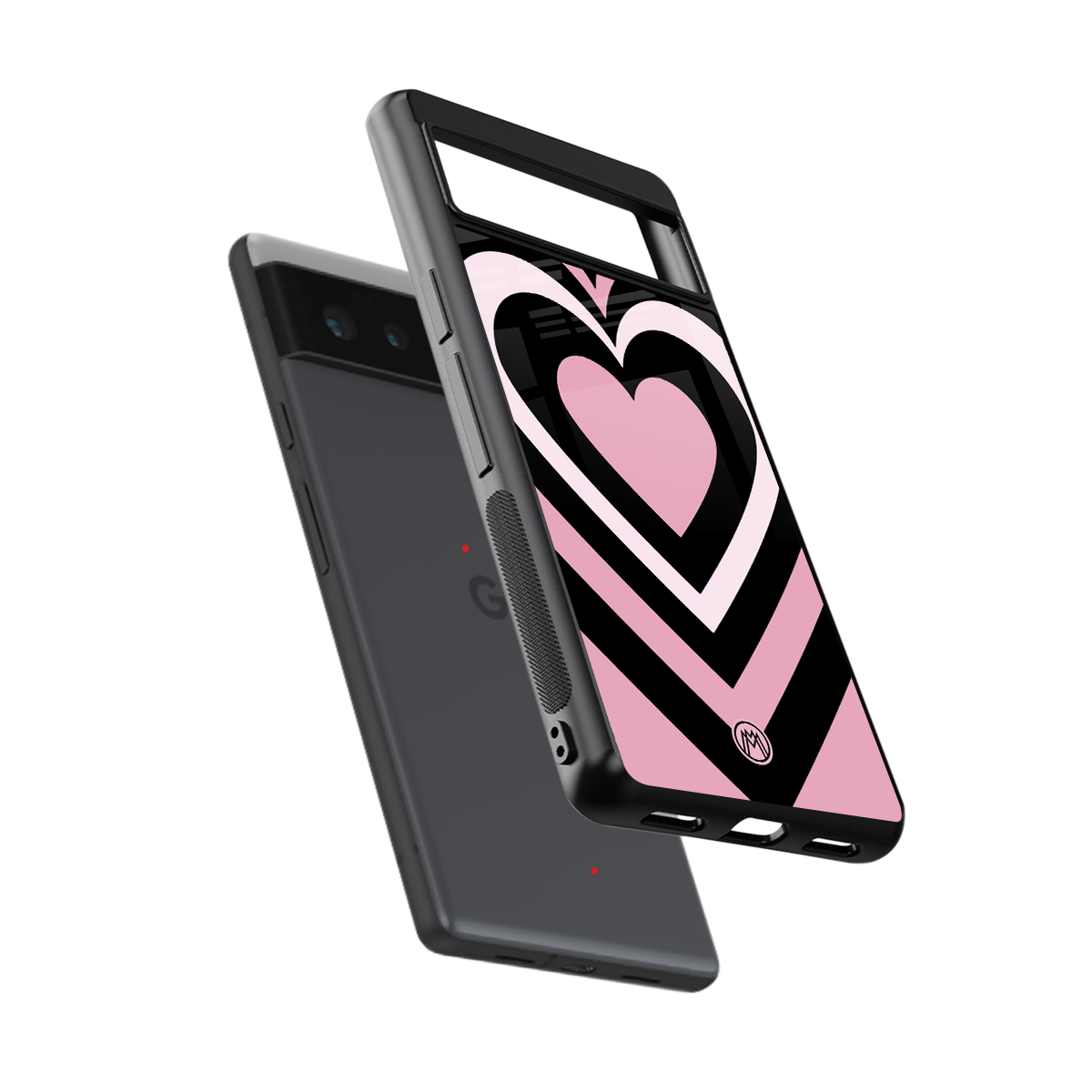 y2k retro pink hearts back phone cover | glass case for google pixel 6