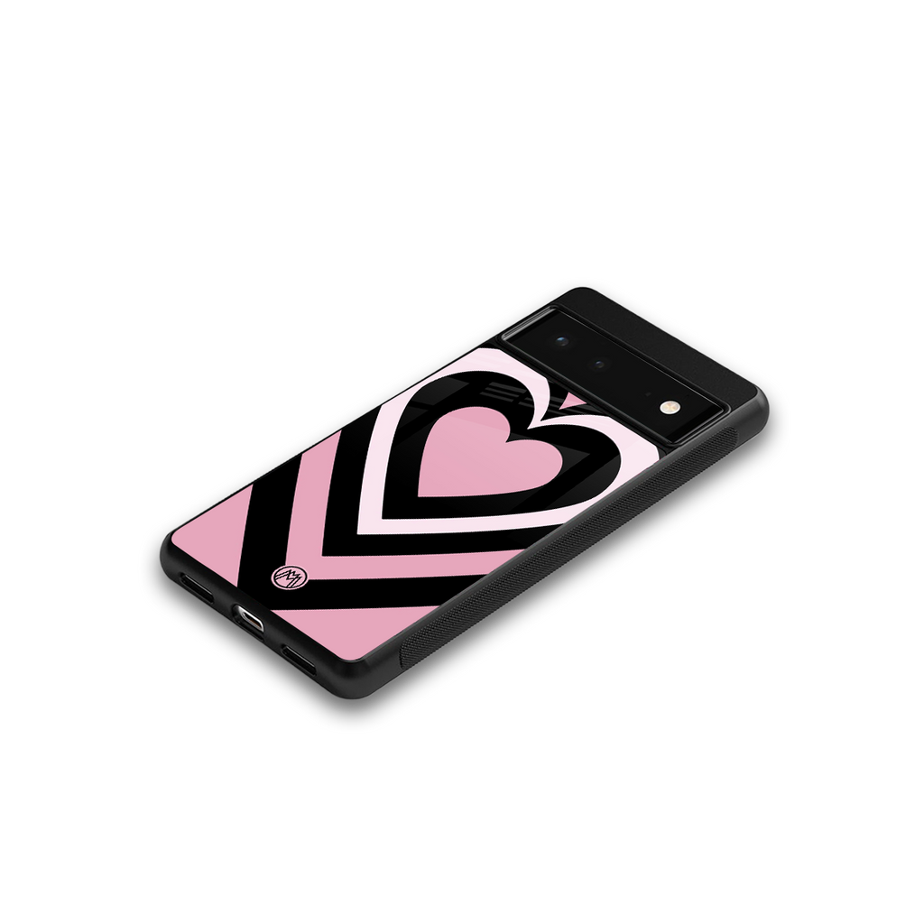 y2k retro pink hearts back phone cover | glass case for google pixel 6