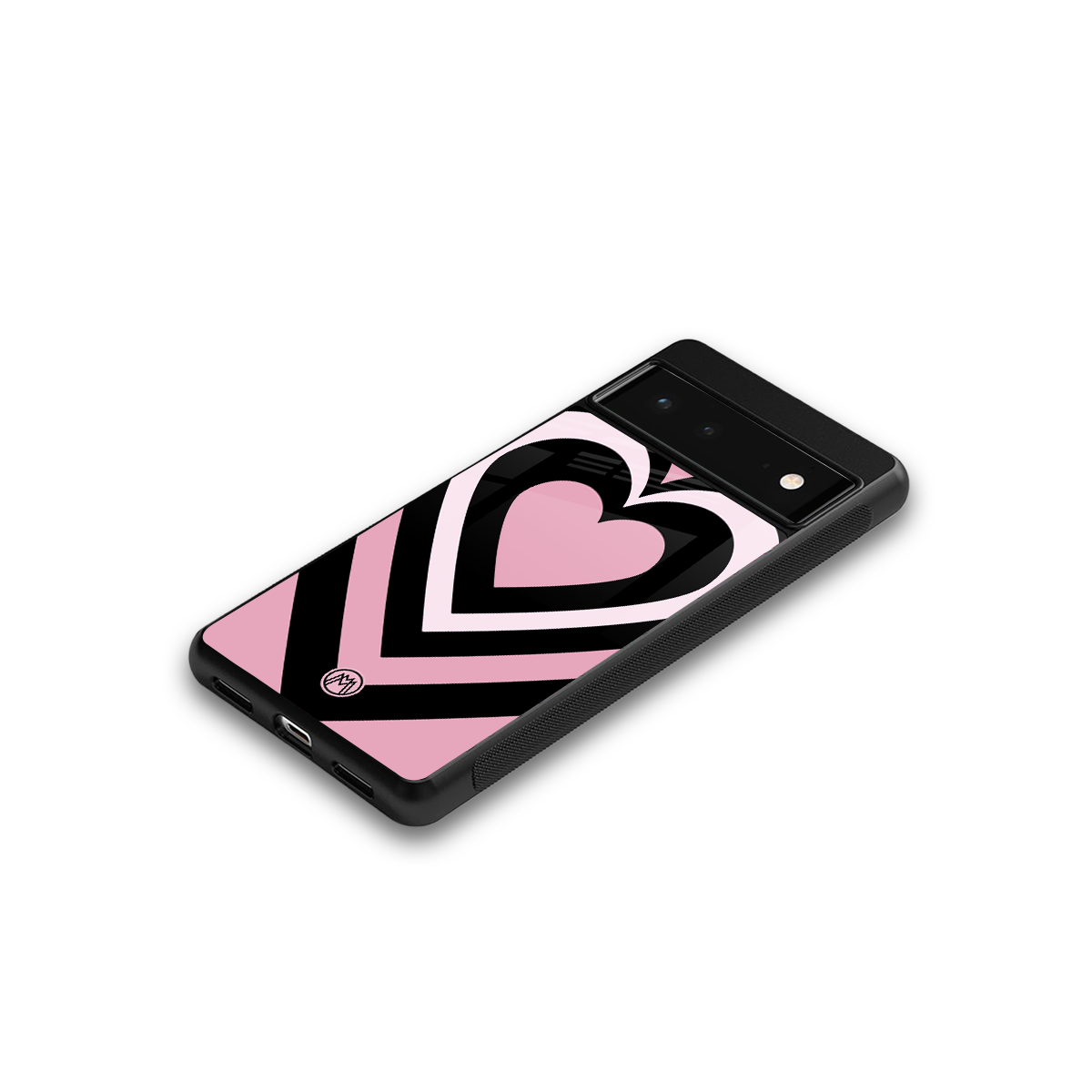 y2k retro pink hearts back phone cover | glass case for google pixel 6