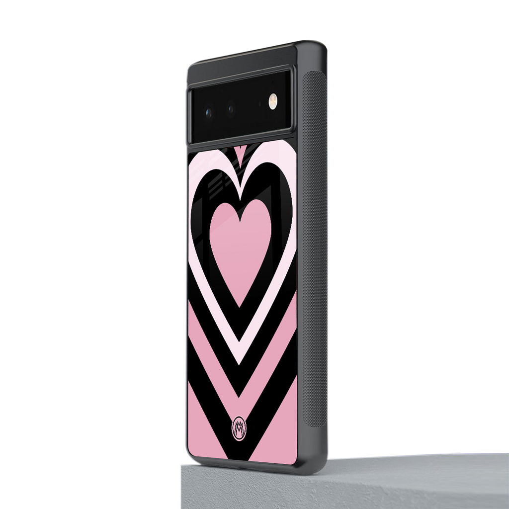 y2k retro pink hearts back phone cover | glass case for google pixel 6