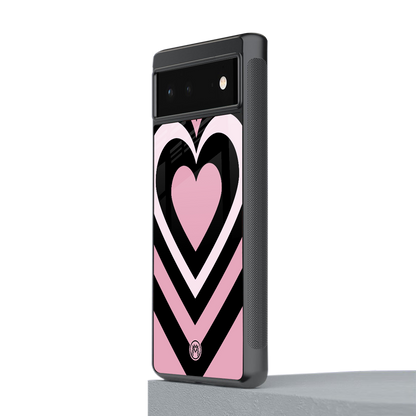 y2k retro pink hearts back phone cover | glass case for Google Pixel 6A