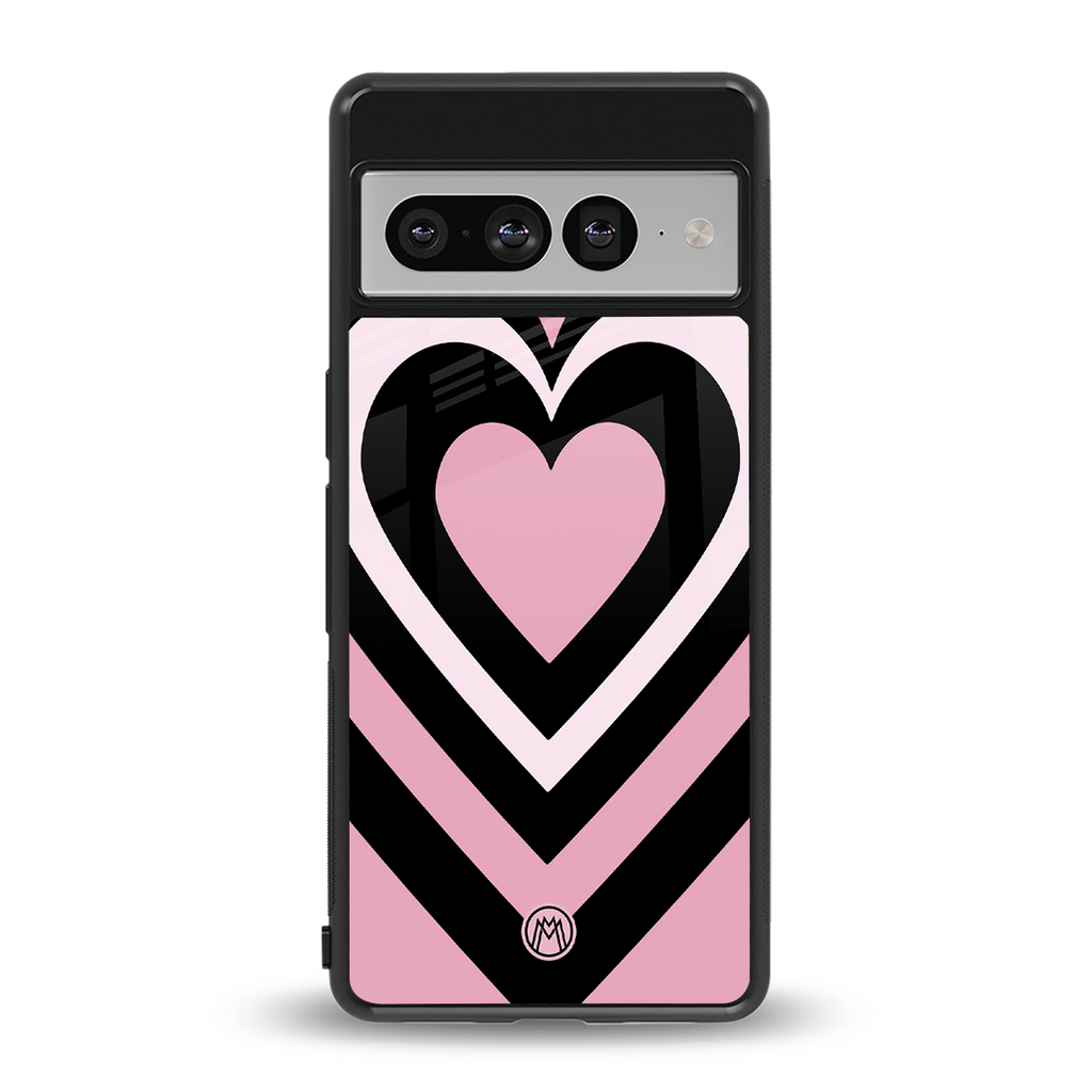 y2k retro pink hearts back phone cover | glass case for google pixel 7 pro