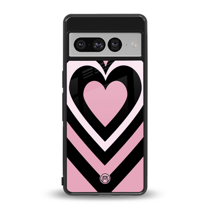 y2k retro pink hearts back phone cover | glass case for google pixel 7 pro