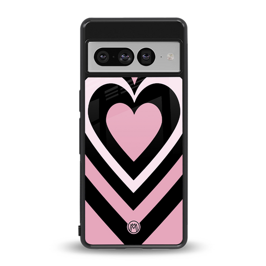 y2k retro pink hearts back phone cover | glass case for google pixel 7 pro