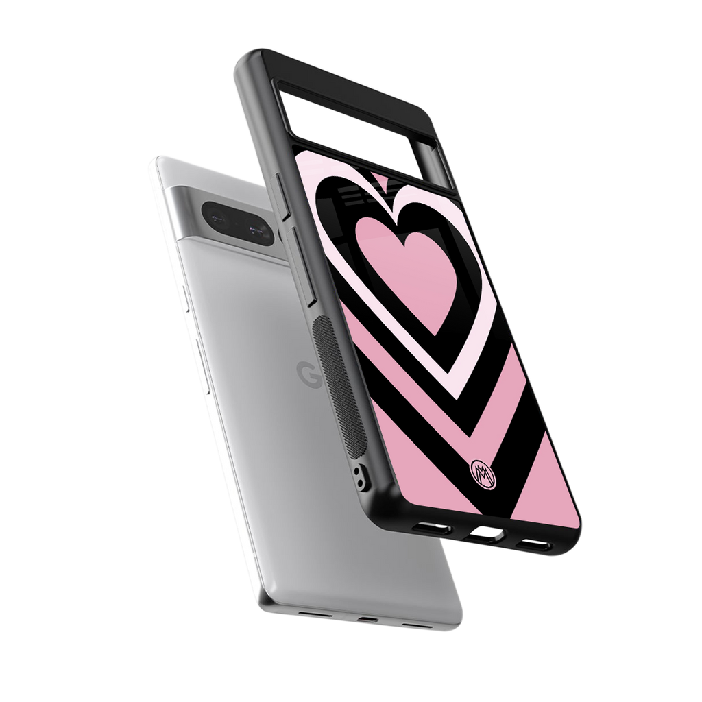y2k retro pink hearts back phone cover | glass case for google pixel 7 pro