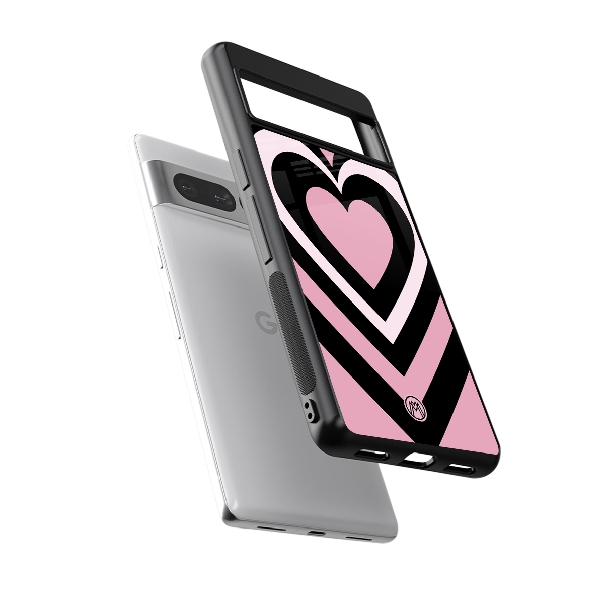 y2k retro pink hearts back phone cover | glass case for google pixel 7 pro