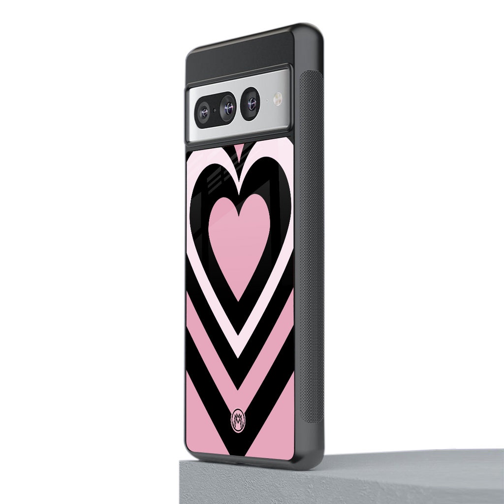 y2k retro pink hearts back phone cover | glass case for google pixel 7 pro