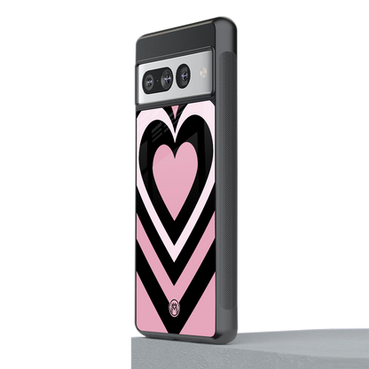 y2k retro pink hearts back phone cover | glass case for google pixel 7 pro