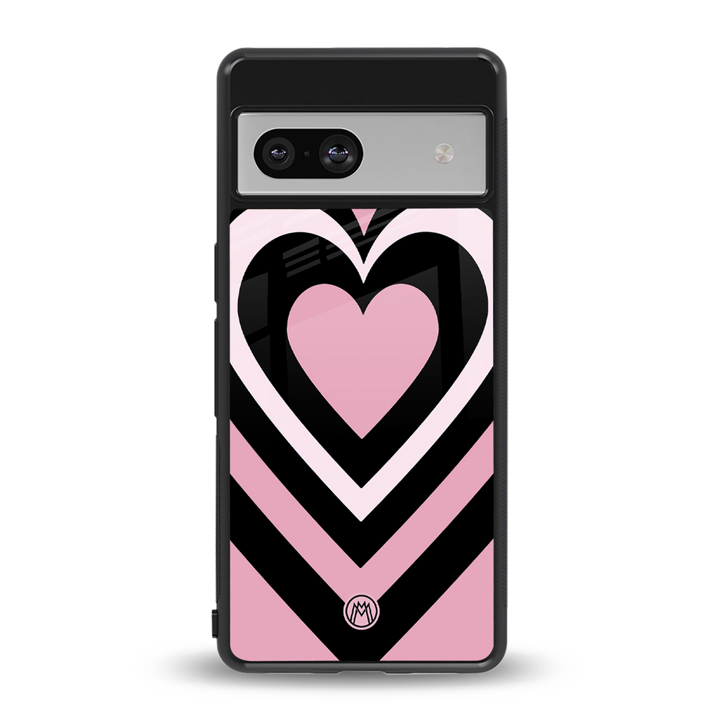 y2k retro pink hearts back phone cover | glass case for Google Pixel 7