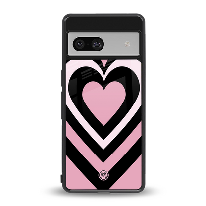 y2k retro pink hearts back phone cover | glass case for Google Pixel 7