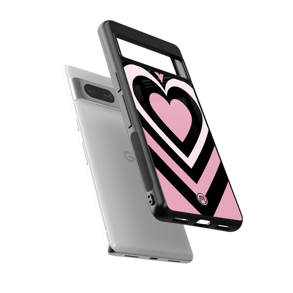 y2k retro pink hearts back phone cover | glass case for Google Pixel 7
