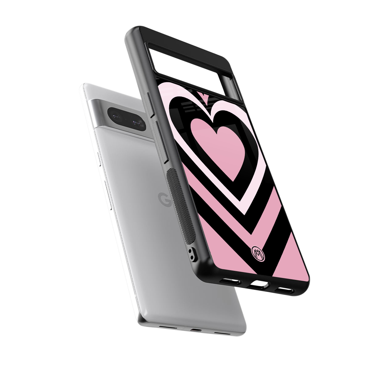 y2k retro pink hearts back phone cover | glass case for Google Pixel 7