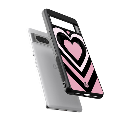 y2k retro pink hearts back phone cover | glass case for Google Pixel 7A