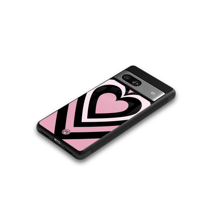 y2k retro pink hearts back phone cover | glass case for Google Pixel 7