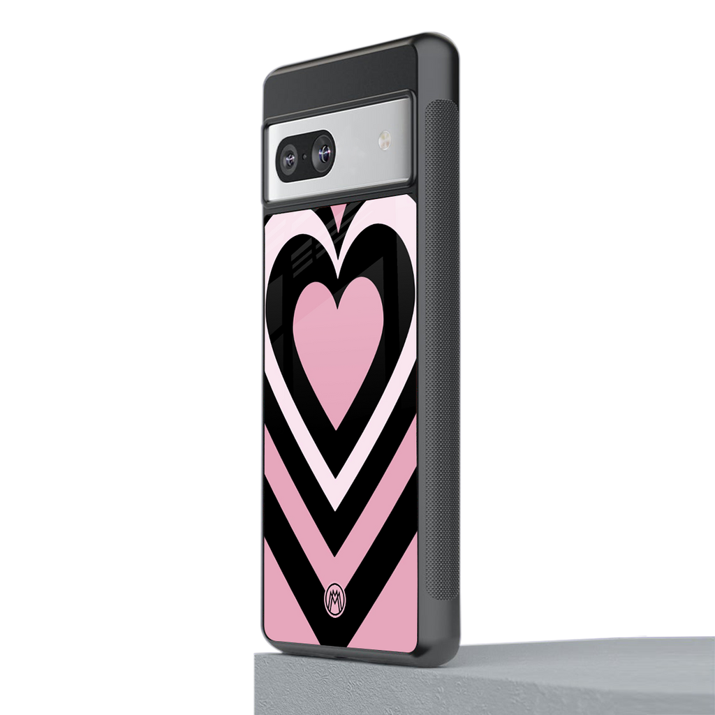 y2k retro pink hearts back phone cover | glass case for Google Pixel 7