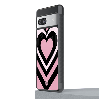 y2k retro pink hearts back phone cover | glass case for Google Pixel 7
