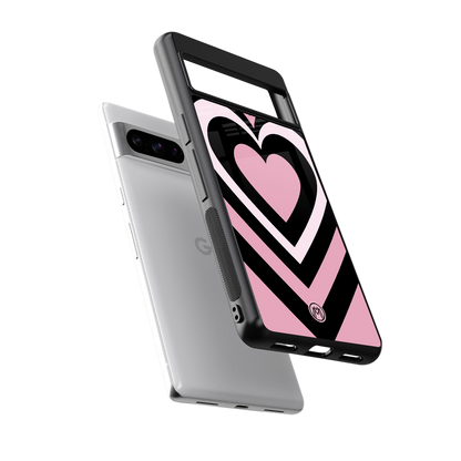 y2k retro pink hearts back phone cover | glass case for google pixel 8 pro