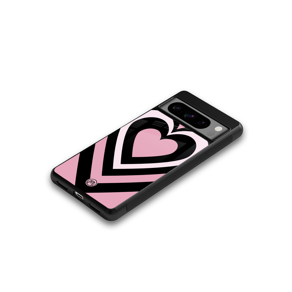 y2k retro pink hearts back phone cover | glass case for google pixel 8 pro